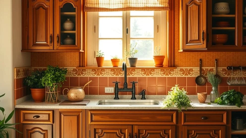 Kakel kök lantligt för ett varmare hem