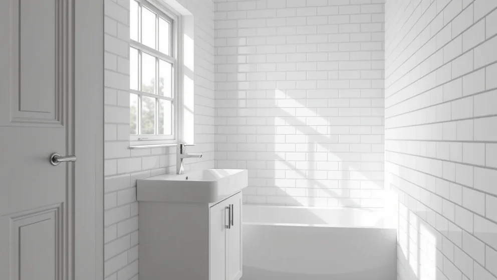 Vitt kakel badrum skapar rent och fräscht